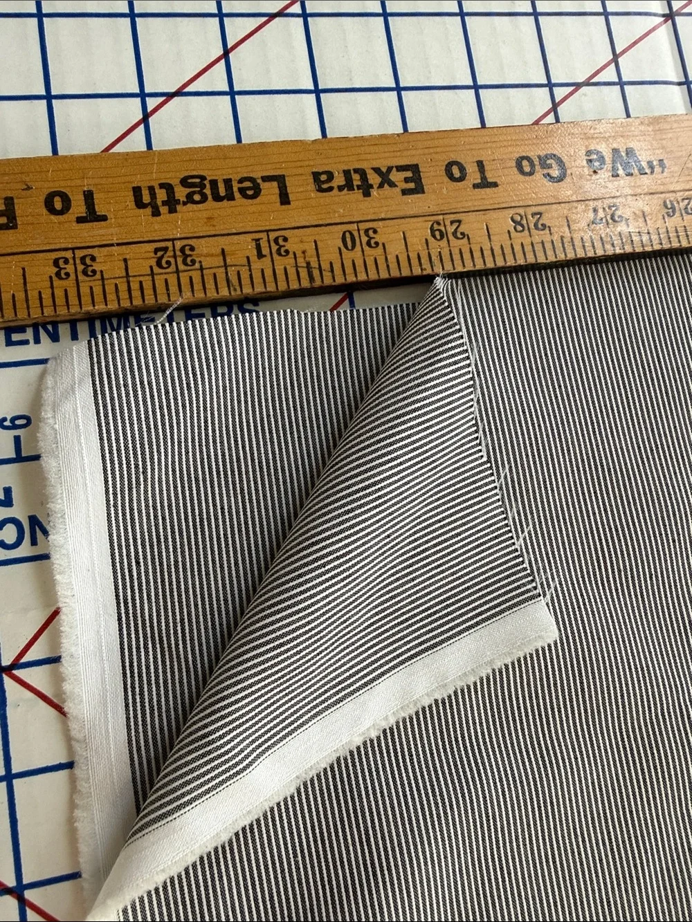 Vintage Black White Ribbed Pinstripe Fabric 1 Yard x 64” Wide Textured Woven